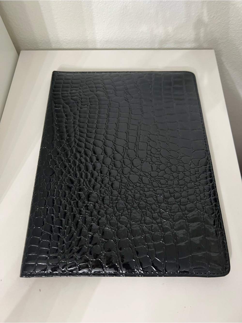 New Black Faux Croc-Embossed Large Agenda